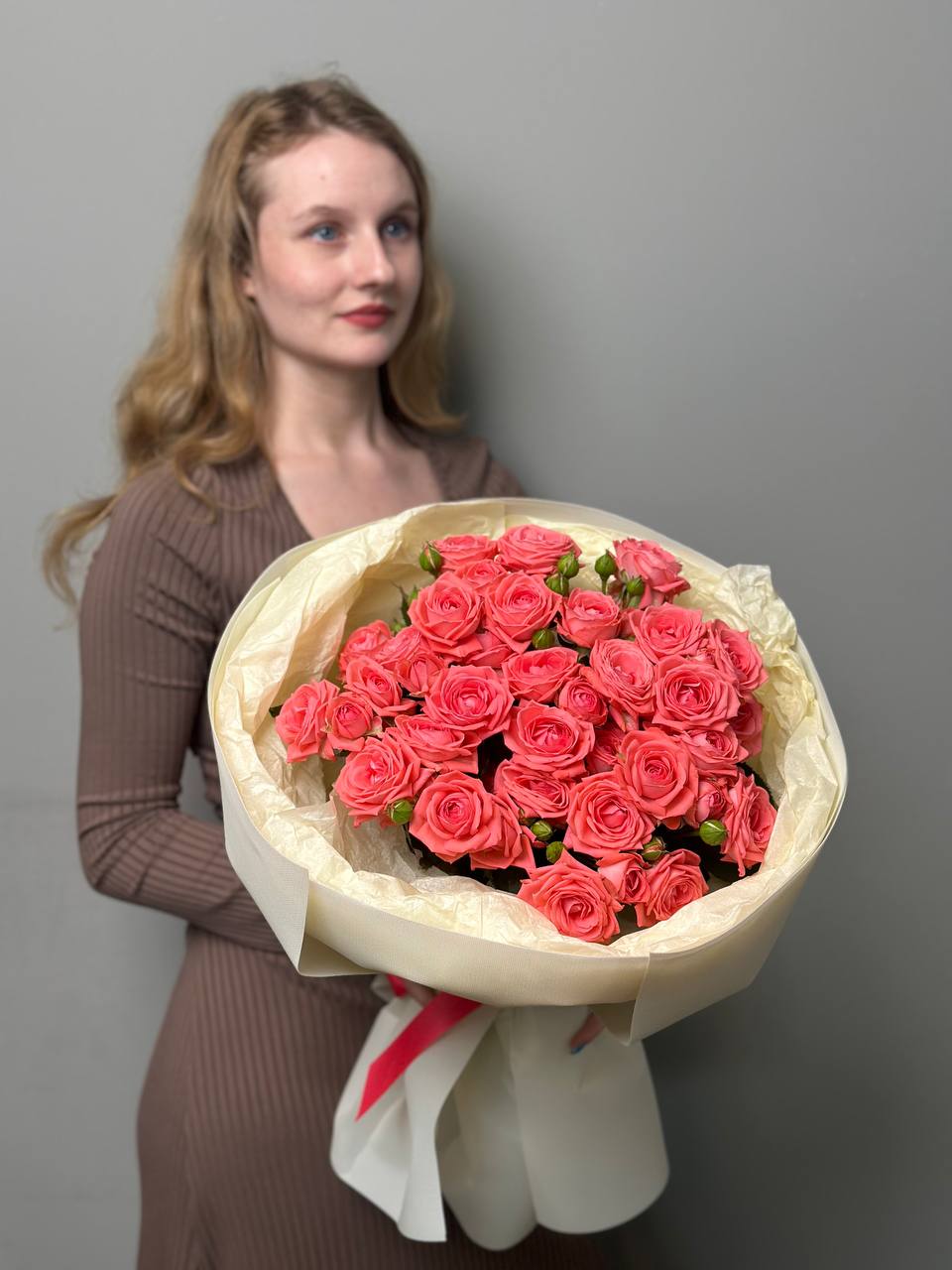 Монобукет из кустовой розы «Барбадос»
